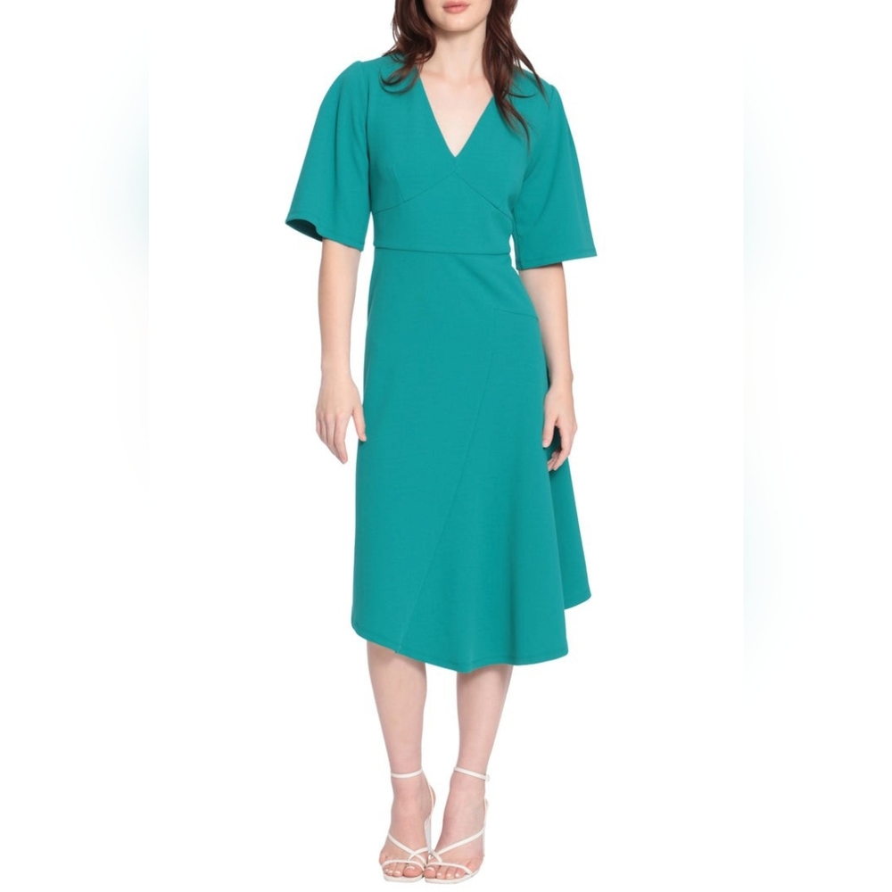 Donna Morgan Midi Wrap Style Day Dress - Picture 6 of 8
